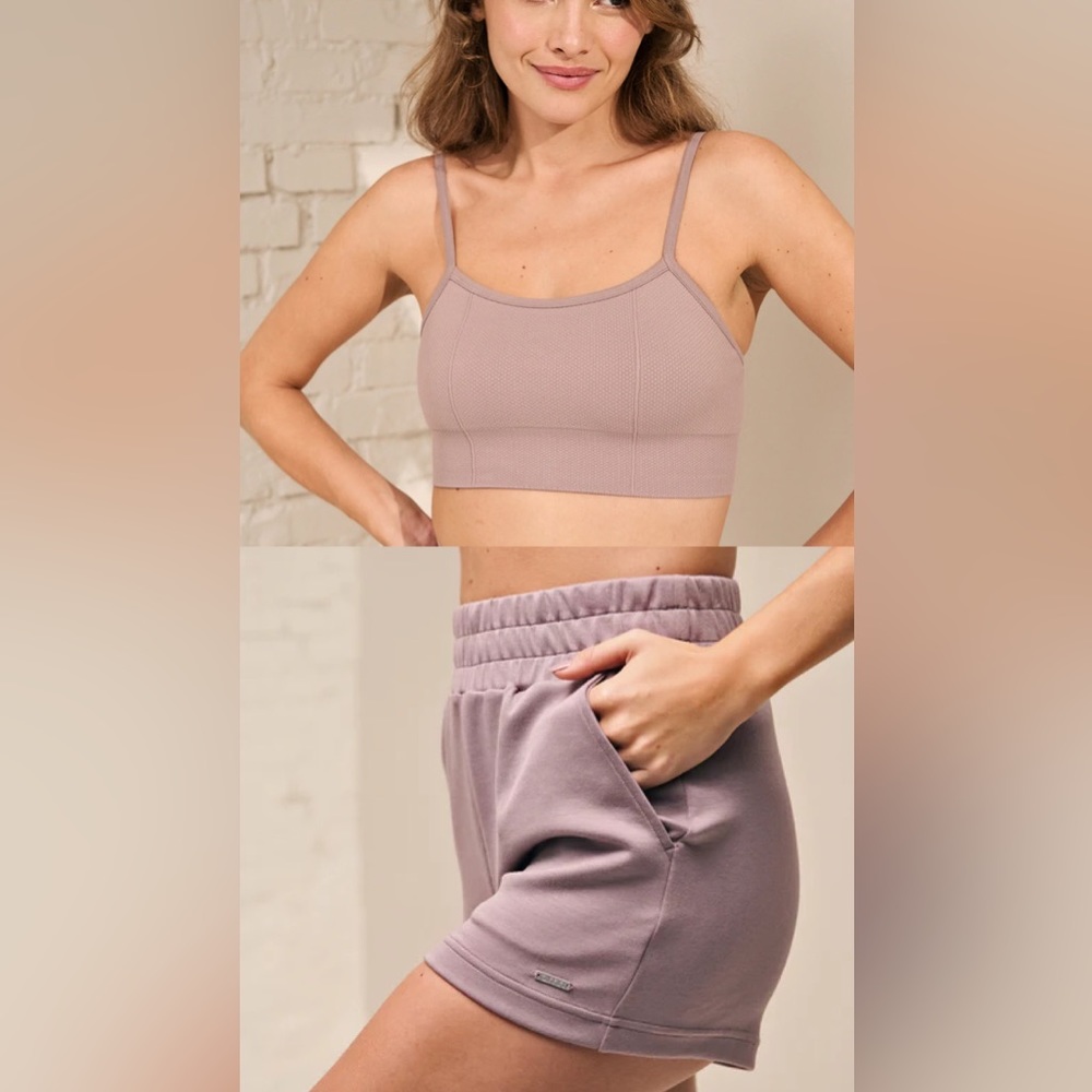 Aimn comfy sweatshorts & luxe seamless sports bra set!